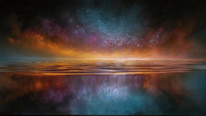 Surreal seascape with a colorful sky