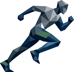 Minimalist Running Icon. Low-poly vector illustration focused on a minimalist running human icon, polygonal geometric style with