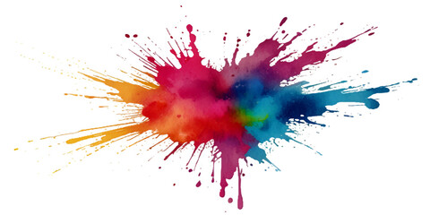 abstract rainbow creative horizontal banner from paint splashes. Bright colorful watercolor splash splatter stain brush strokes on white background. Modern vibrant aquarelle spot. Rainbow trendy