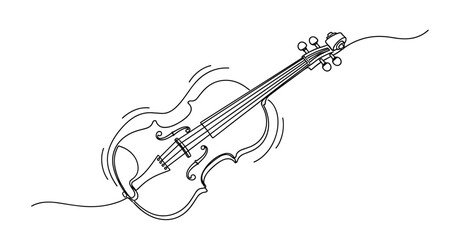 Obraz premium Vibrant violin drawing with musical flow lines. No editable strokes