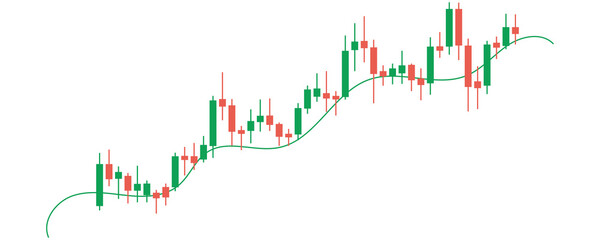 Green Red Trading Candlestick Chart With Volatile Market Movement Isolated on Transparent Background