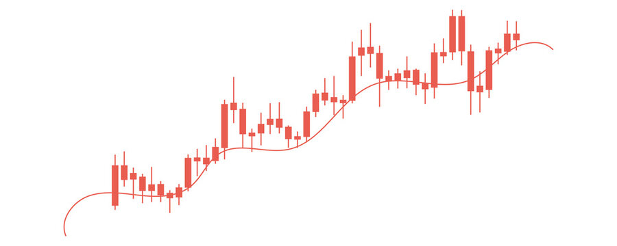 Red Candlestick Trading Chart Representing Bearish Market Movement Isolated on Transparent Background