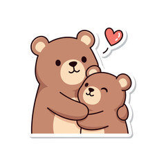 Obraz premium Two brown bears show love with a heart.