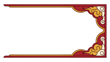 ornate decorative frame border with red and gold corners. Lunar New Year transparent background png