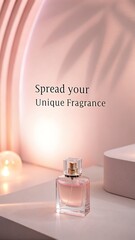 Minimal Perfume Bottle With Message in a Soft Pink Setting to Spread Your Unique Fragrance