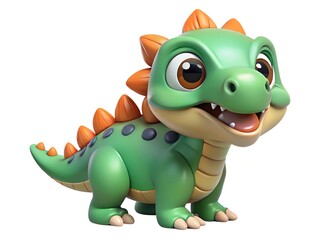 Obraz premium A cheerful green dinosaur toy with orange spikes