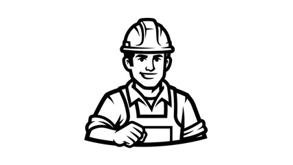 Construction Worker Wearing Hard Hat.
