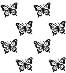 Embroidered Black Butterflies Seamless Repeat