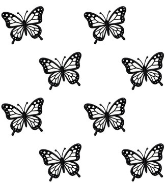 Embroidered Black Butterflies Seamless Repeat