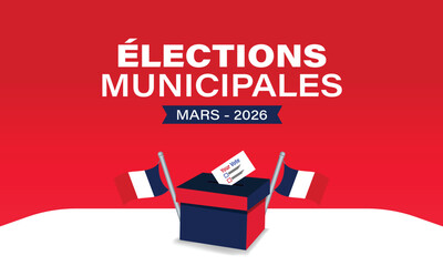 French Municipal Elections 2026 Banner Design with Tricolor Voting Theme