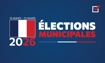 Dark Blue French Municipal Elections 2026 Modern Banner