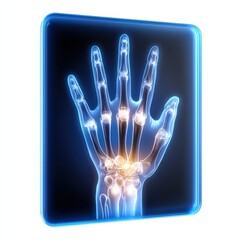 Naklejka premium Stylized X-Ray of a Human Hand with Glowing Joints