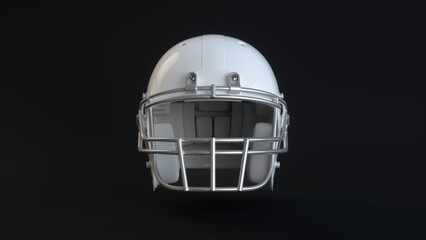 White American Football Helmet Front View  3D Render