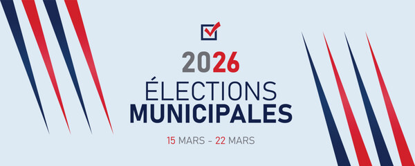 French Municipal Elections 2026 Minimal Vertical Tricolor Poster