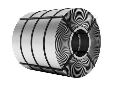 Stainless steel roll isolated on transparent background. 3D illustration