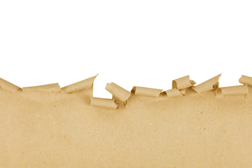 ripped brown paper divider texture isolated on white or transparent png