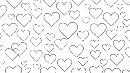 Minimalist Pattern of Grey Heart Outlines Scattered on a Clean White Background