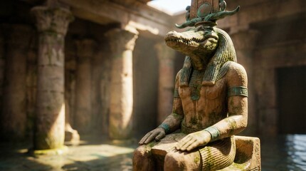 Ancient statue of the Egyptian god Sobek