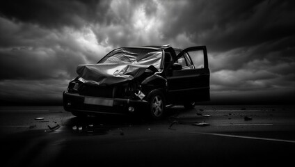 Dark Smashed Car Crash Accident Wreck