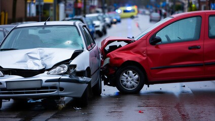 Silver Car Crash Accident Red Auto