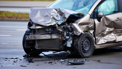 Silver Car Side Accident Damage