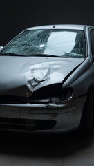 Wrecked Car Front Accident Damage