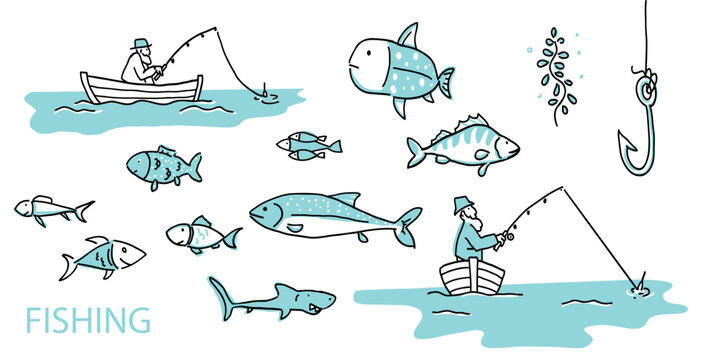 Wędkarstwo, łowienie ryb, łowienie ryb z łodzi, ryby, jezioro. wędkarz w łodzi