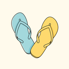 Flip-Flops' Serenade: Two vibrantly colored flip-flops arranged, evoking feelings of summer relaxation and seaside bliss.