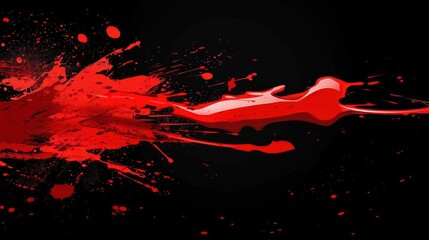 Red paint texture, brush stroke, hand painted isolated on black background