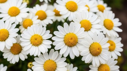 Fototapeta premium Close-up of a cluster of white daisies with yellow centers