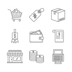 Minimal Line Art Business and Finance Icons Set