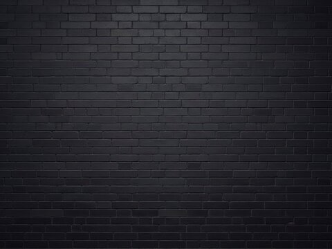 Dark black brick wall texture creating a modern and grunge background aesthetic