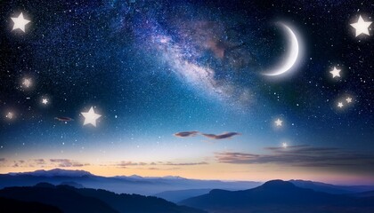 Obraz premium Ethereal Night Sky With Stars Moons And Celestial Elements