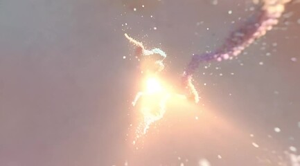 Genetic data visualization with a glowing DNA strand made of particles, modern genomics and biotechnology research concept on a soft minimal background, seamless 4K loop - Powered by Adobe