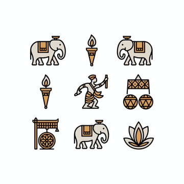 Navam Perahera Duo-Tone Outline Icon Set