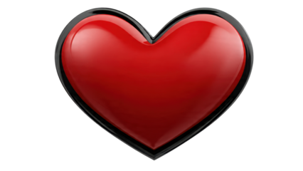 Shiny red heart with black border