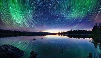 Vibrant Aurora Borealis Dancing Above Crystalline Ice Formations Under Starry Sky