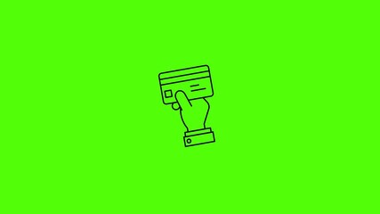 Simplified Transaction: A minimalist line drawing showcases a hand gracefully holding a credit card. It evokes the essence of effortless payments and modern finance, on a bright, vibrant background.