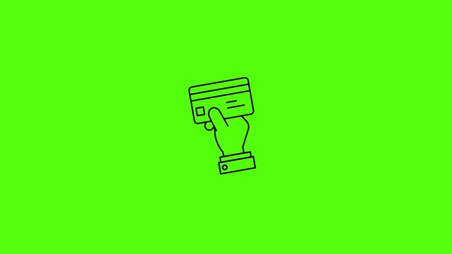 Simplified Transaction: A minimalist line drawing showcases a hand gracefully holding a credit card. It evokes the essence of effortless payments and modern finance, on a bright, vibrant background.