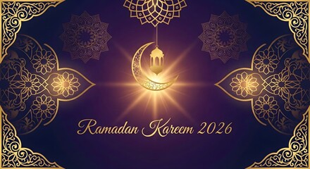 Decorative Mandala Crescent Lantern Ramadan Kareem 2026