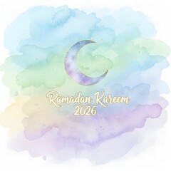 Modern Ramadan Kareem 2026 crescent moon minimal background