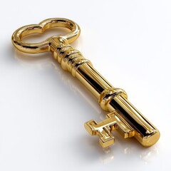 Elegant Golden Key with Letter E Initial bit