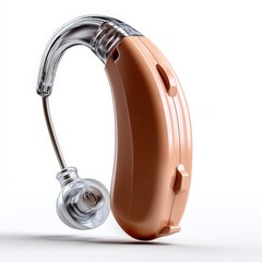 Modern Behind-the-Ear Digital Hearing Aid on White Background