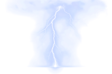 Realistic Lightning Overlay. Electric Storm Bolts. Thunderstorm Photo Effect. Energy Strikes Isolated on Transparent Background.