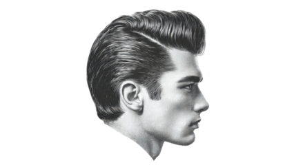 Engraved Illustration of Man with Pompadour