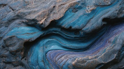 Textured blue and brown rock surface with natural patterns.