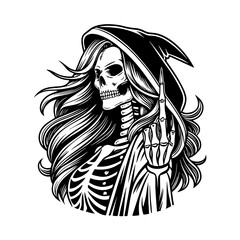 Female Grim Reaper Silhouette Vector Art, Gothic Scythe SVG