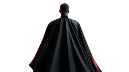 Mysterious figure in flowing cape