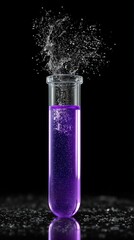 Purple Liquid Splashing Out of a Laboratory Test Tube