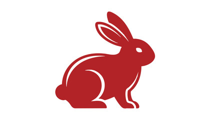 Obraz premium Red rabbit silhouette in white background